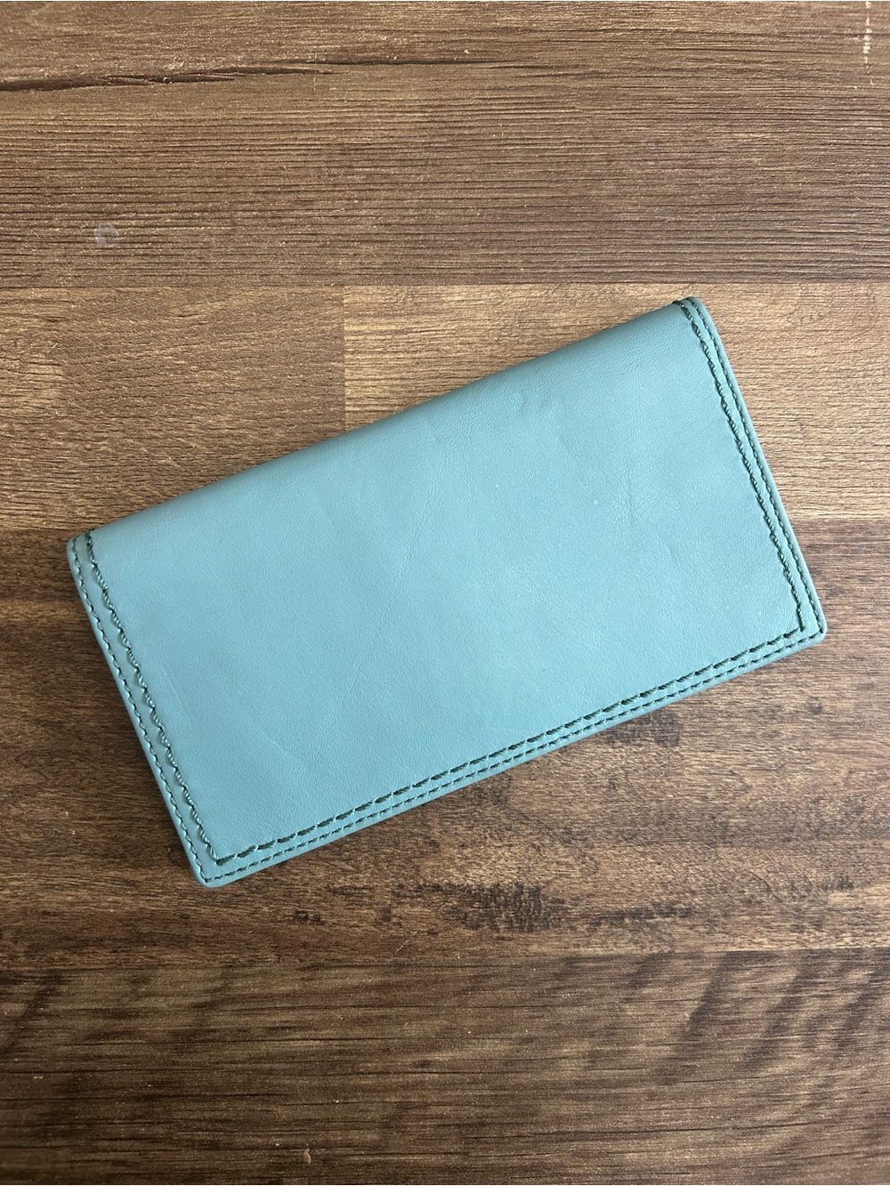 VTG Coach Ice Blue Leather Checkbook Wallet Organizer Y2K